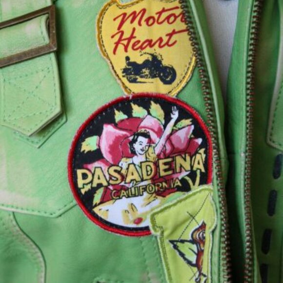 DOUBLE D RANCH LEATHER BIKER JACKET California Logo Patches - Picture 6 of 15